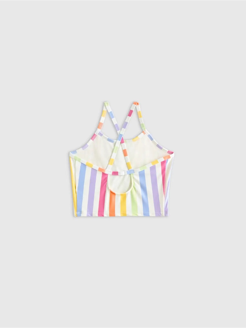 NWT QUINCE Tankini Swimsuit Kid Girl Size 12 Rainbow Stripe 8267 - Picture 3 of 11